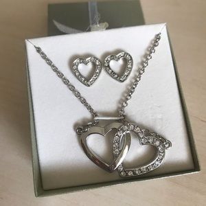 Crystal Heart Necklace and Earring Gift Set